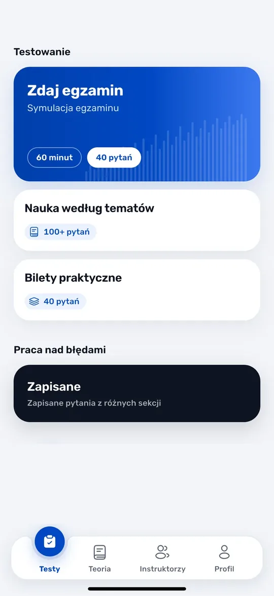 Ekrany aplikacji Drive USA: Testy próbne